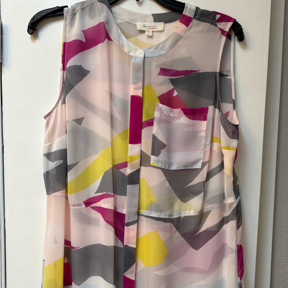 Two by Vince Camuto Yellow Pink Scoop Neck Sundress